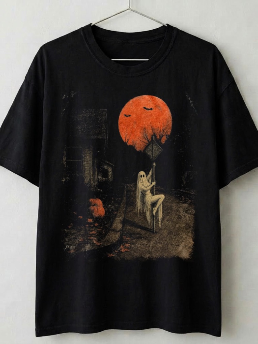 Halloween Ghost Pole Dancing Spooky Season Blood Moon Graphic Tee